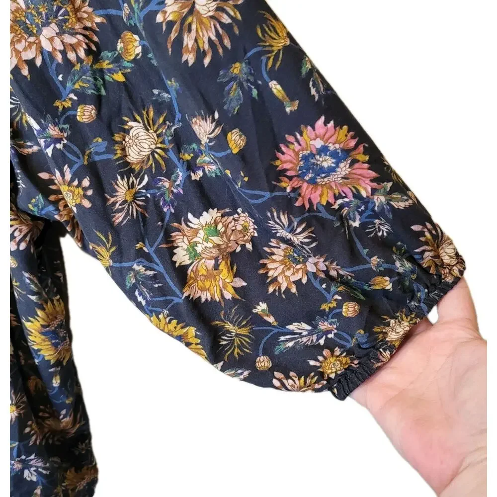 Natural Life Floral Peasant Top 3/4 Sleeves Size XXL Tie Boho Cottagecore - Picture 6 of 9